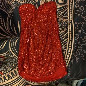 Jessica Rabbit style mini red sequin dress